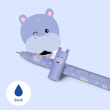 Erasable Gel Pens Hippo, blått bläck